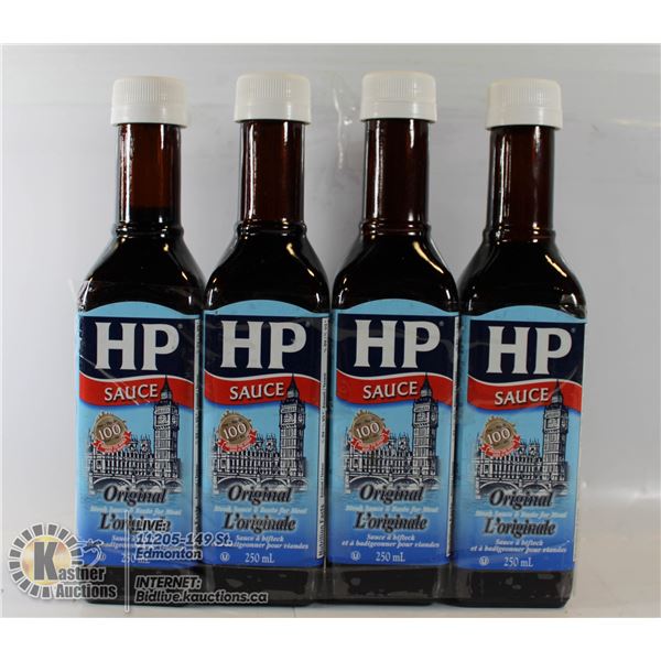 LOT OF 4 BOTTLES HP SAUCE ORIGNAL 250 ML