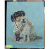 Image 1 : OIL ON CANVAS PICTURE OF CHILD AND A DOG