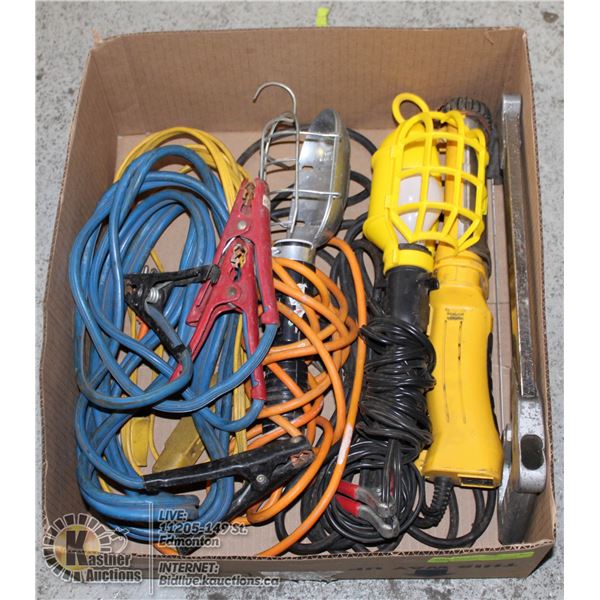 ESTATE TOOL LOT INCLUDES BOOSTER CABLE, TROUBLE LI