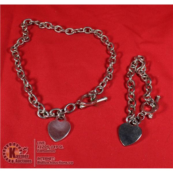 HEART LOCK NECKLACE & BRACELET SET