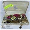 Image 1 : BOND & BOYD BOX W/ VINTAGE JEWELRY RHINESTONES