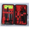 Image 1 : NEW 18 PC MANICURE SET RED AND BLACK WITH CASE