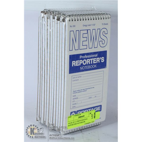 PACK OF 12 PROFESSIONAL REPORTERS NOTEBOOK