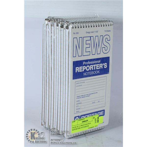 PACK OF 12 PROFESSIONAL REPORTERS NOTEBOOK