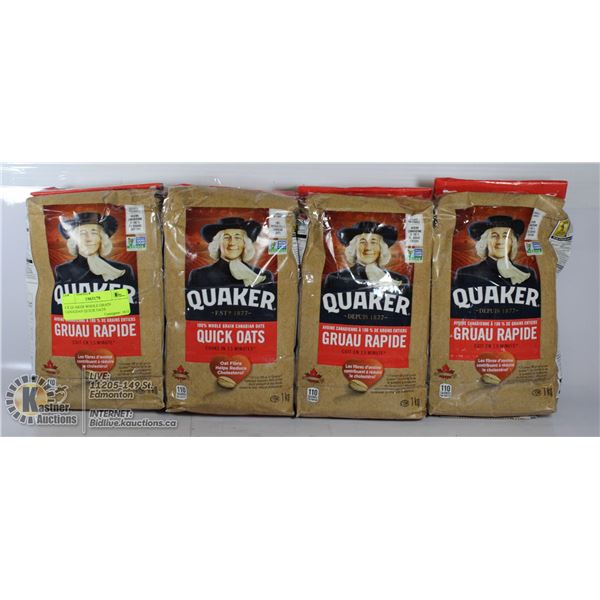 4 X QUAKER WHOLE GRAIN CANADIAN QUICK OATS