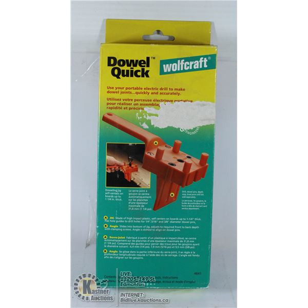 NEW WOLF CRAFT "DOWEL QUICK" DOWEL JIG - USE