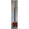 Image 1 : BROOM & DUSTPAN W/ LONG HANDLE, GREY AND ORANGE