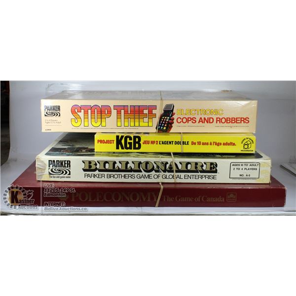 4 VINTAGE GAMES KGB, BILLIONARE, STOP THEIF,