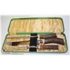 Image 1 : VINTAGE CASED 3 PIECE STAG HANDLED CARVING SET