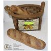 Image 1 : VINTAGE BASKET WITH FAKE BREAD LOAVES