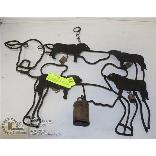 VINTAGE METAL COW BELL DOOR CHIME HANGER