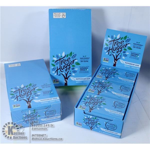 3 BOXES OF TREE HUGGER PEPPERMINT GUM - 36 PACKS