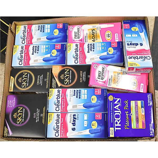 FLAT LOT OF BRAND NAME CONDOMS AND TEST