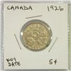 Image 1 : CANADIAN 1926 FIVE CENT NICKEL COIN.