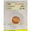 Image 1 : CANADA PENNY 1963 GRADED PL-68. ACG ACCUGRADE.
