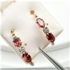 9K   GARNET & DIAMOND EARRINGS