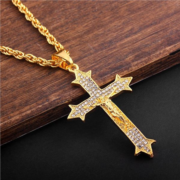 NEW GOLD PLATED CROSS CHAIN