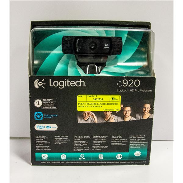 POLICE SEIZURE-LOGITECH HD PRO WEBCAM - #C920 NEW