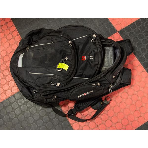 POLICE SEIZURE-BLACK SWISS BACKPACK AND MISC TOOLS