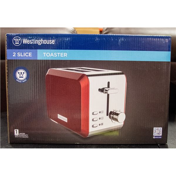 NEW  WESTINGHOUSE RED 2 SLICE TOASTER