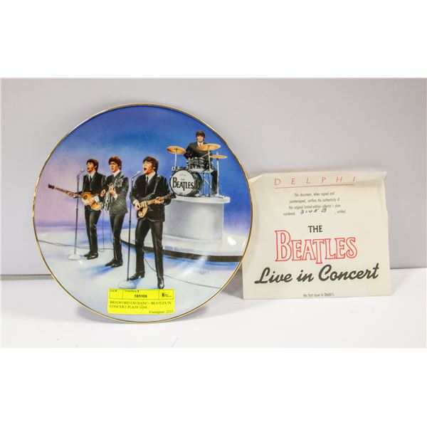 BRADFORD EXCHANGE BEATLES IN CONCERT PLATE COA
