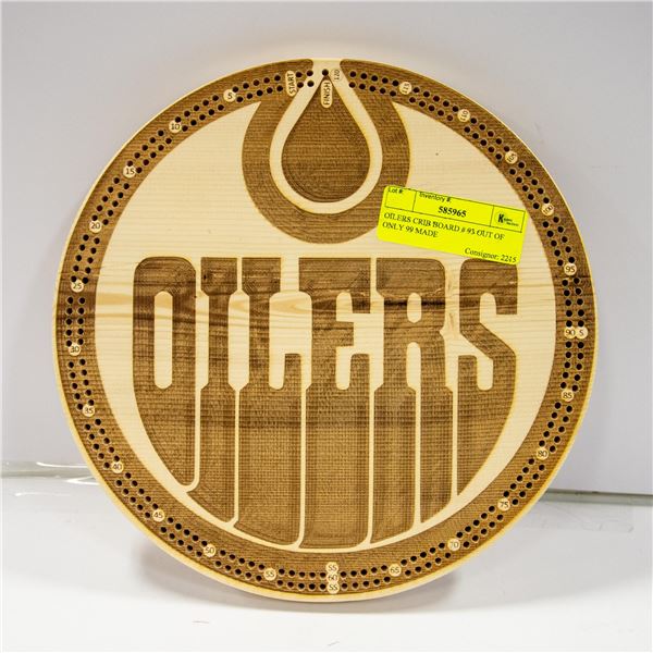OILERS CRIB BOARD # 93 OUT OF ONLY 99 MADE