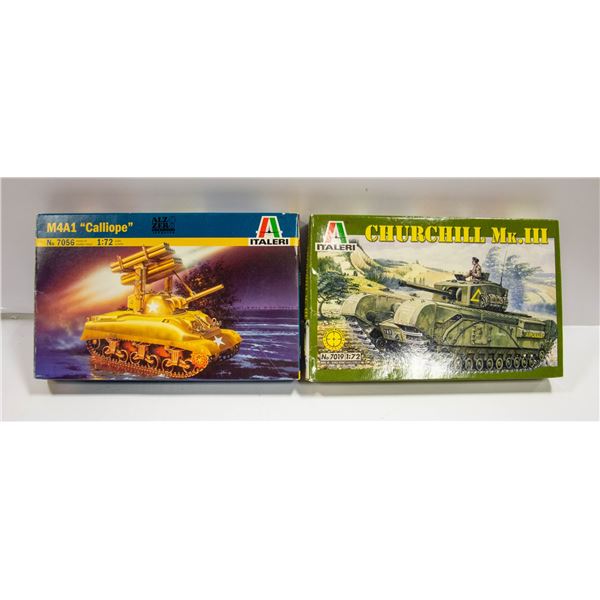 2 X 1:72 ITALERI MODEL TANKS M4A1 CALLIOPE/MK-3