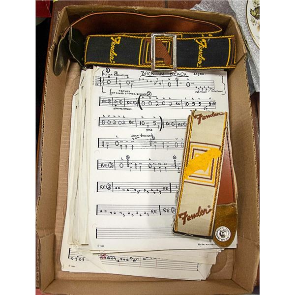 2 FENDER GUITAR STRAPS & 40 GUITAR TABLATURE