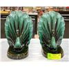 Image 1 : 2 BLUE MOUNTIAN POTTERY PEACOCK BOOK ENDS 8" TALL