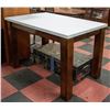 Image 1 : HEAVY WOODEN TABLE APPROX 54" X 36" TOP DIMENSIONS