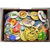 Image 1 : FLAT OF 75 VINTAGE PINBACK ADVERTISING BUTTONS.
