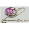 Image 2 : ESTATE 925 SILVER PINK SAPPHIRE DIAMOND ACCENT 16"