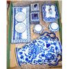 Image 1 : COLLECTION OF BOMBAY BLUE & WHITE GLASS WARE