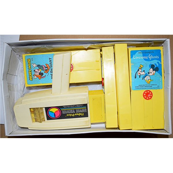 1973 FISHER PRICE MOVIE VIEWER WITH 8 CARTRIDGES