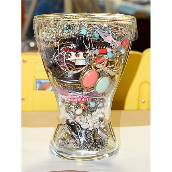 LARGE VASE FILLED WITH JEWELRY