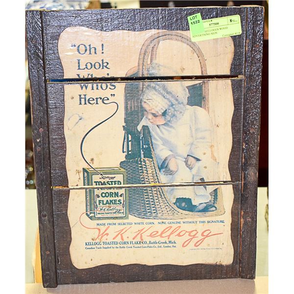 ANTIQUE KELLOGGS WOOD ADVERTISING SIGN