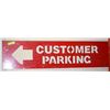 Image 1 : RED METAL CUSTOMER PARKING SIGN 12" X 48"