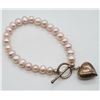 Image 1 : ESTATE 925 SILVER & PEARL BRACELET W/ HEART CHARM