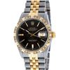 Image 2 : Rolex Mens 2 Tone Black Index Pyramid Diamond Bezel Datejust Wristwatch