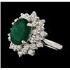 Image 1 : 3.30 ctw Emerald and Diamond Ring - 14KT White Gold