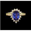 Image 2 : 14KT Yellow Gold 2.86 ctw Tanzanite and Diamond Ring