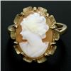 Image 2 : Vintage 14k Yellow Gold Oval Carved Shell Cameo Ring w/ Brushed Finish Frame