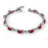 Image 1 : CERTIFIED 7.11ctw RUBY & DIAMOND TENNIS BRACELET GOLD