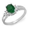 Image 1 : CERTIFIED 0.87ctw DIAMOND & EMERALD RING WHITE GOLD