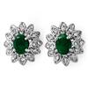 Image 1 : CERTIFIED 3.10ctw DIAMOND & EMERALD STUD EARRINGS GOLD