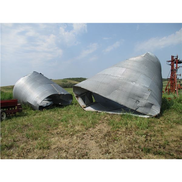 6 X  THE MONEY Damaged flat bottom grain bins