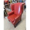 Image 2 : Leather Wing Back Chair & Ottoman