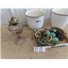 Image 2 : 2 Enamel Slop Pails, Coal Oil Lamp, Spread RIngs, Brass & Sleigh Bells, Need a Cleaning