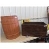 Image 1 : Wooden Barrel 30"H 20"RD & Wood Crate 18"H 30"W 18"D