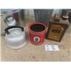 Image 2 : 3 Galv TUbs & Pail -Alum Kettle , Tobacco Tin, Johnson Varnish Tin